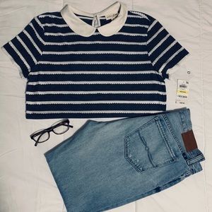 NWT Maison Jules Striped Collared Shirt - Medium